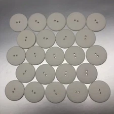 Vintage White Matte Round Slightly Convex 2-Hole Buttons 29mm Lot of 6 D802
