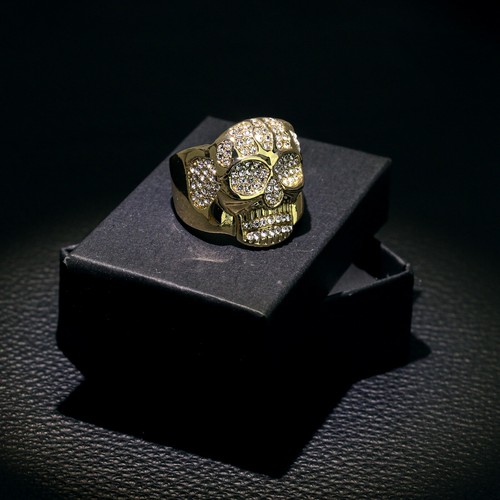 Mens Punk Skull Pinky Ring Cubic 