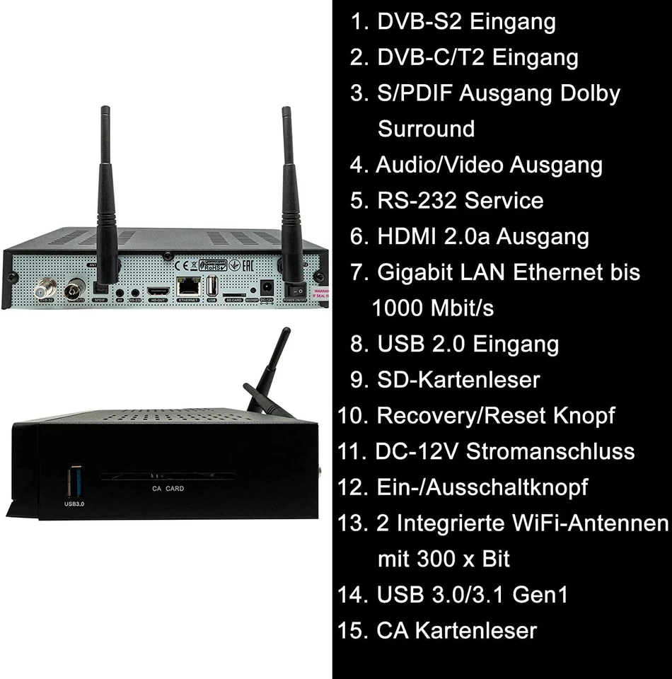 Enigma 2 Receiver 4K UHD Uclan Ustym Combo 2x DVB-S2X Open Atv Hdmi HDR - Bild 3 von 4