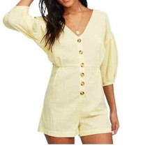 Billabong Sun Valley Romper Shorts Yellow Medium NWT