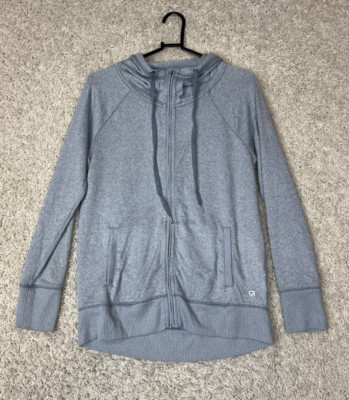 Gap Fit Hooded Jacket Womens Size Small Blue Full Zip Pockets Active Athleisure
