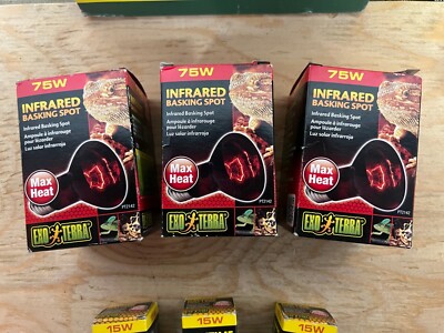 Exo-Terra Heat Glo Infrared Heat Lamp For Reptile - 75 Watts THREE PACK