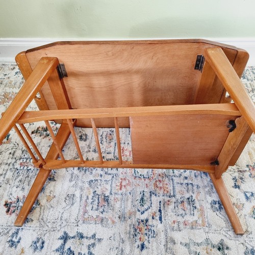 Mid Century Small Side Coffee Table With Shelf & Handles Foldable Vintage 60's - Picture 18 of 20