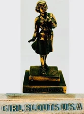 Vintage 1950's Marjorie Dangerfield Girl Scout Copper 8'' Statue Collectible