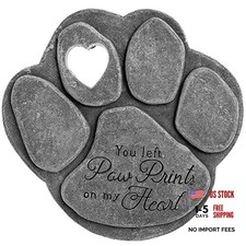 Pet Memorial Garden Stone - 'You Left Paw Prints On My Heart' - Dog or Cat