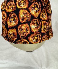 Men/Women Surgical Scrub Cap Lined Skulls Flames Flaming Head 100 Cotton