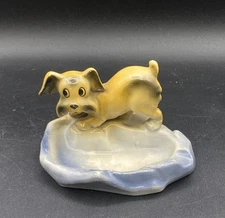 Cartoon Terrier Dog Cigar Ceramic Ashtray Made In Czechoslovakia 1930’s