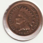 US Rare Old West 1907 Indian Head Penny Coin American Collection Shield Cent USA