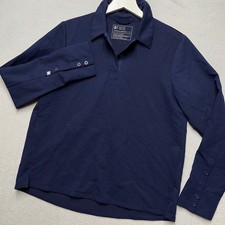 New FIGS Scrub Top M Navy Long Sleeve Tech Collection Medical Uniform Stretch