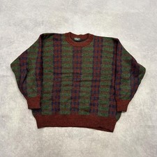 Vintage Knitted Jumper abstract patterned grandad knit sweater Men's XL