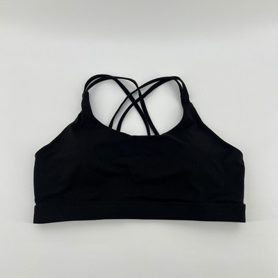 Running Girl Womens Black Strappy Criss Cross Back Sports Bra Size L