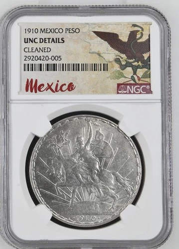 1910 Mexico Peso Caballito KM#453 Silver NGC UNC Graded Uncirculated Scarce