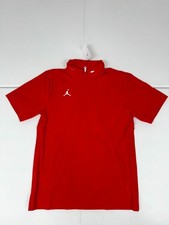 Jordan Coaches Jacket Mens Red Stretch Short Sleeve Double Sided Zip FN6923-657