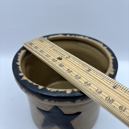 Small Open Primitive Style Crock with Black Star Design - Picture 7 of 8