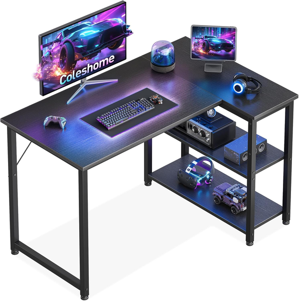 Coleshome Gaming Tisch, 100X70Cm Eckschreibtisch Mit Umkehrbarem Ablagefach, Pla-image