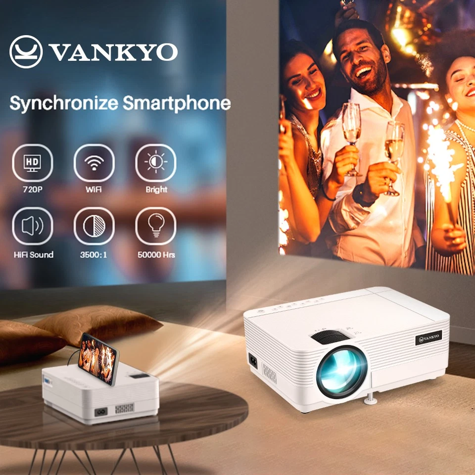 VANKYO Leisure 470 Mini WiFi Projector 1080P HD Video Home Theater 250'' Display - Image 3 of 4
