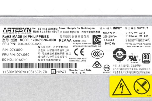 00YJ960 IBM 550W 80PLUS PLATINUM POWER SUPPLY FOR IBM SYSTEM X3650 M5 - 第 4/8 張圖片