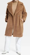 🥥 Universal Thread Women's Faux Shearling Coat Brown Size L🆕