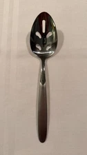 Cambridge Crescent Frosted / Satin Stainless Flatware Slotted Serving Spoon
