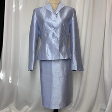 Le Suit Lavender Three Button Jacket Pencil Skirt Suit Set Sz 6 Shimmery Exec