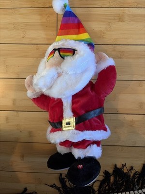 Gemmy 1992 Animated Rainbow  Christmas Santa Claus Sings We Are Family Singing 