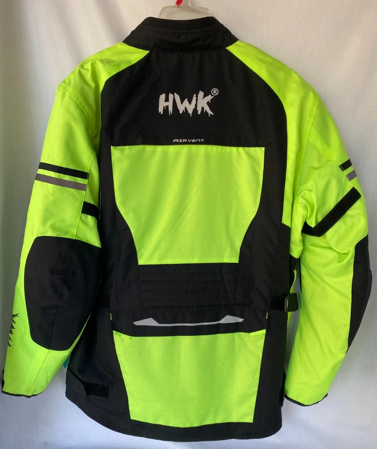 HWK Men's XXL Motorcycle Jacket Hi Vis Neon Green Black Armored Airvent NWT image 4