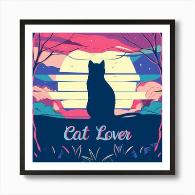 Katzenliebhaber 2 Kunstdruck gerahmt Wandbild Poster Leinwanddruck Bild