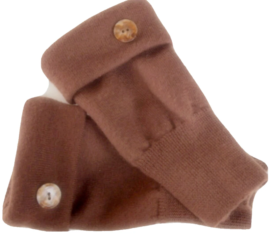FINGERLESS GLOVES BROWN 100% MERINO WOOL S - M SMALL - MEDIUM ARM WARMERS CUFFS