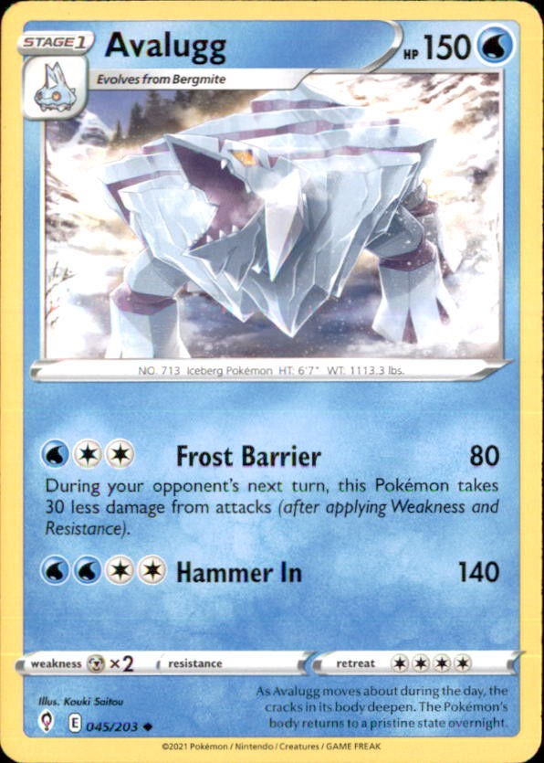 Pokemon Avalugg 45/203 Evolving Skies Non-Holo 4 Card Lot