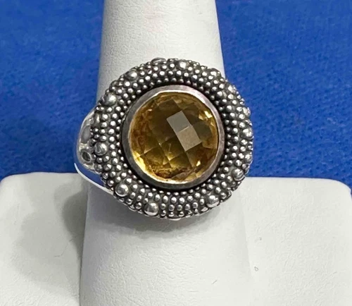 Michael Dawkins Sterling Silver & Citrine "Starry Night" Dome Ring Size 9