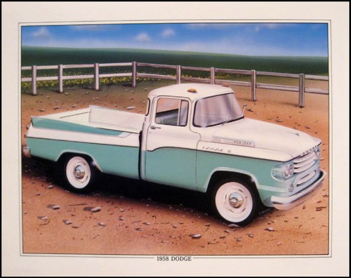1958 Dodge Sweptside Pickup Orig Art Print Lithograph