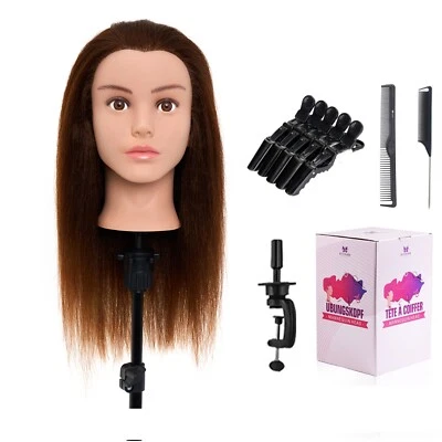 NEVERLAND BEAUTY & HEALTHY 16'' 100% Real Human Hair Training Head Hairdressing Cosmetology Mannequin Doll