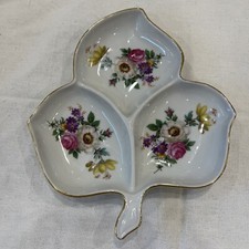 Vintage Mitterteich Bavaria Germany 3 Section Plate Rose Serving Gold Trim Mint 