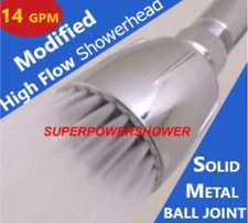 Original Modified HIGH FLOW SHOWER HEAD ^ 14 GPM Soft High Pressure * Metal Ball