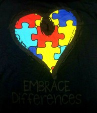 Autism Awareness Heart Puzzle Embrace Differencs T-Shirt Support Love Kind