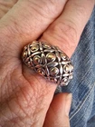 VINTAGE DESIGNER SIGNED BALI STERLING 18K YELLOW GOLD DOT LADIES RING sz9.75