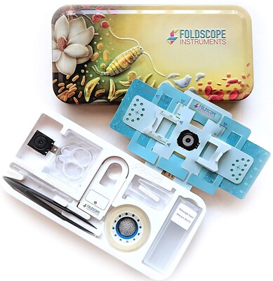 foldscope instruments Deluxe Individual Kit explorer to perform microscope