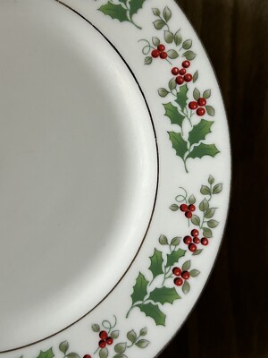 VTG 5 Discontinued Gibson CHRISTMAS CHARM Holly Berry Dessert