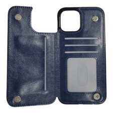 Wallet Card Holding Case Cover DARK BLUE For iPhone 14 Pro Max