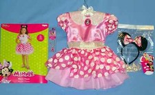 DISNEY MINNIE MOUSE COSTUME DRESS girls 4-6X-HEADBAND W/EARS-JEWELRY-SOCKS-LOT-5