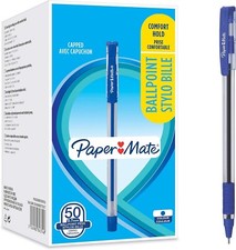 Paper Mate Ballpoint Pens Comfort Soft Grip Fine Point 0.7 mm Blue 50 Count
