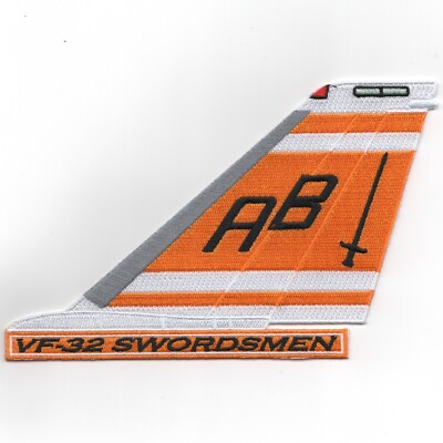 US NAVY VF-32 'SWORDSMEN' F-14 Tomcat Tailfin (Orange-White / WITH Text)