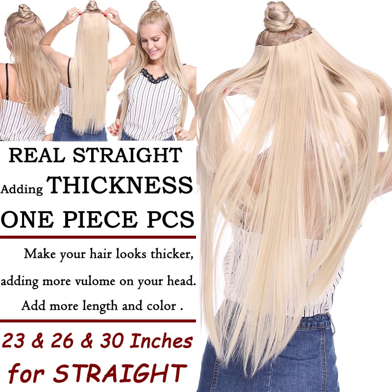 Настоящие толстые человеческие волосы AS 1 шт. полная заколка на голову прямые волнистые волосы - Изображение 2 из 4