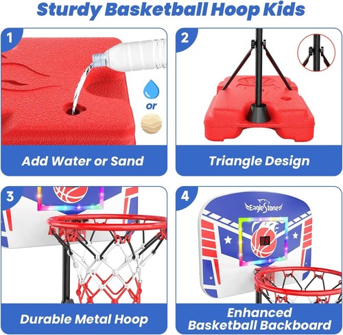 EagleStone Kids Basketball Hoop Indoor with Electronic Scoreboard - Picture 6 of 9