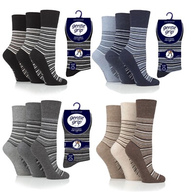 Damensocken sanfter Griff weich nicht elastisch Diabetiker best Top Streifen Design UK 4 8