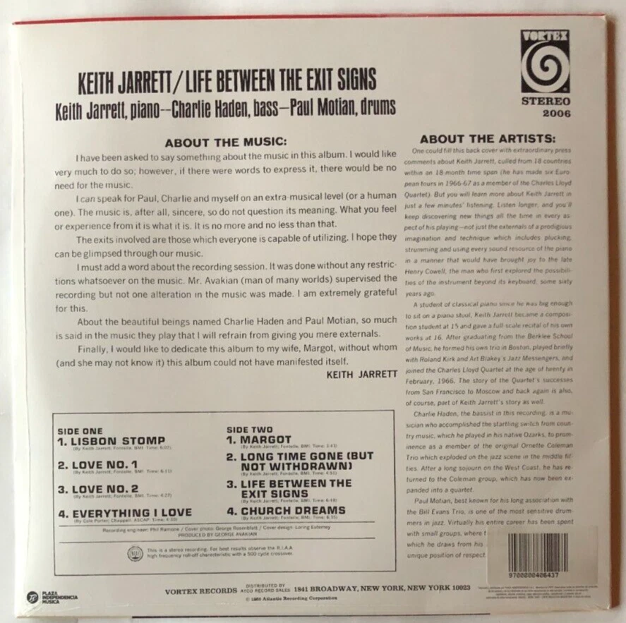 Keith Jarrett Life Between The Exit Signs Vinyl Record New Sealed 9700000406437 - Image 2 of 4