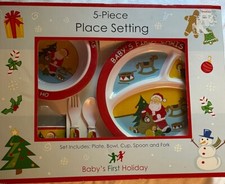 Baby s First Christmas 5 Piece Place Set - Bowl Cup Plate