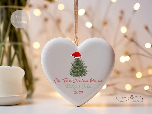 First Christmas Married Ornament Personalized Gift for Couple Custom Wedding