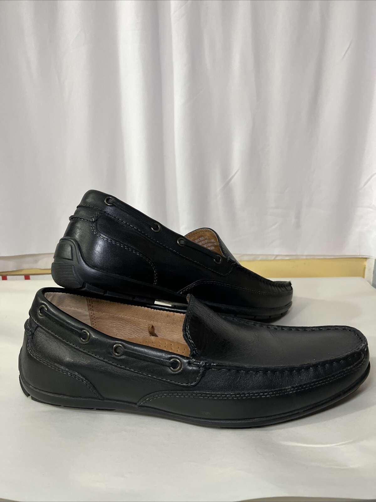 SAOLA Scarpe uomo eleganti casual Bass 10 5 nere pelle ammortizzata battistrada leggermente usate