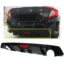 Rear Bumper Diffuser Lip w/ LED Light Fit For 2016-2018 Honda Civic 4 Door Sedan